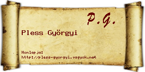 Pless Györgyi névjegykártya